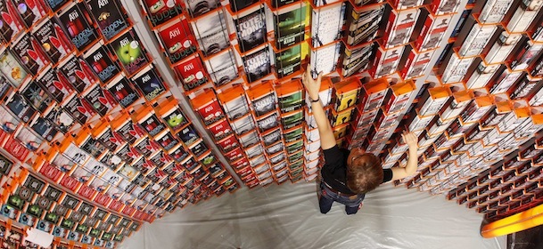 At the Book Fair in Frankfurt, Germany, that will be officially opened later the day, Tuesday, Oct.8, 2013. (AP Photo/Michael Probst)