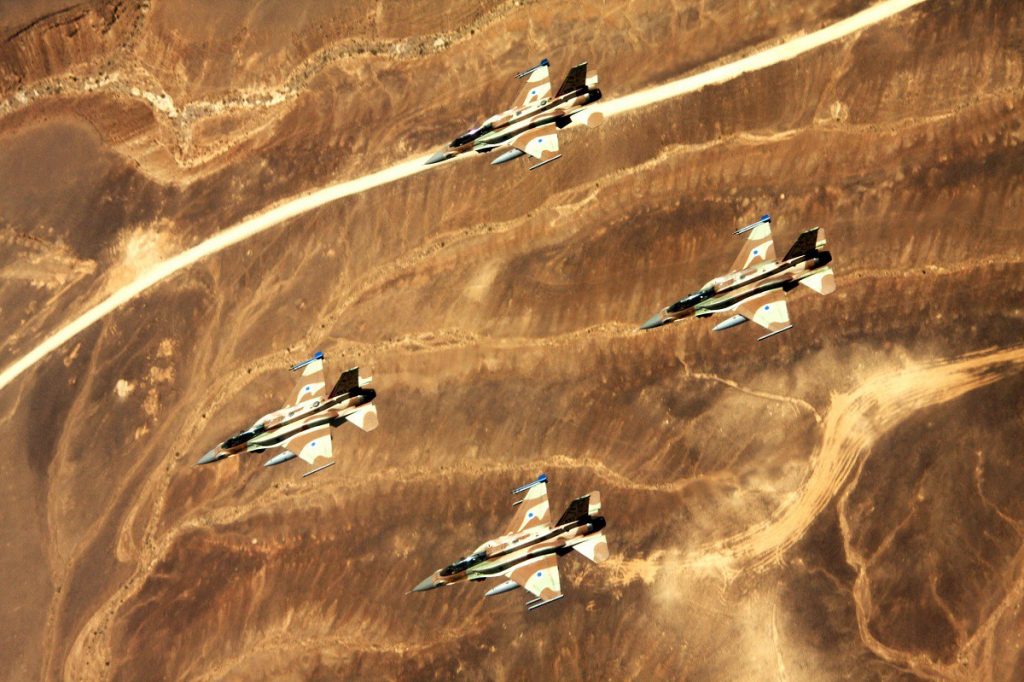 Israeli F-16I fighters fly in formation on May 10, 2011. IAF photo
